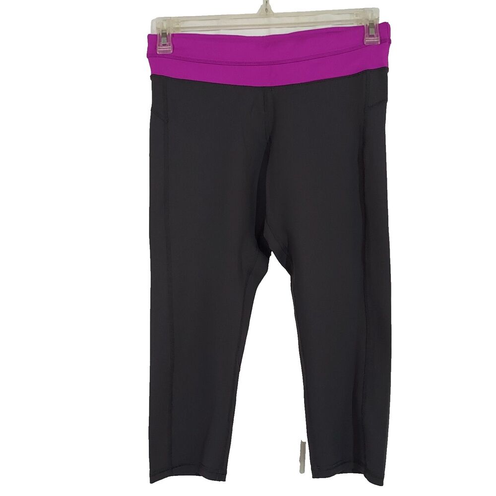 Champion Duo Dry Women's Gray Purple Capri Leggings Pants Size Large Stretch